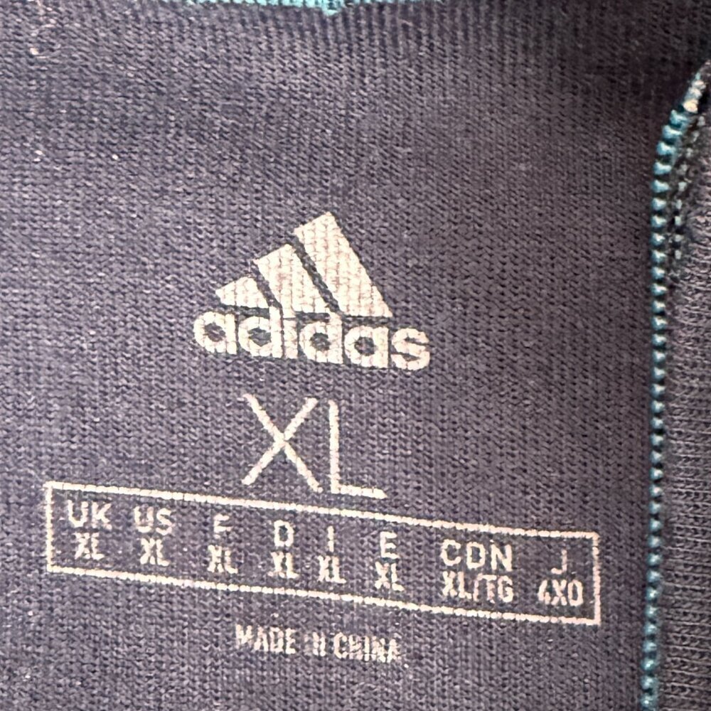 Adidas Quarter Zip Turquoise & Navy Long Sleeve Sweatshirt Size XL - Picture 2 of 10